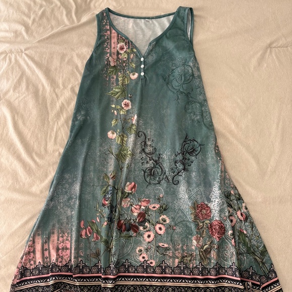 V-Neck Floral A-line Dress - Picture 1 of 3